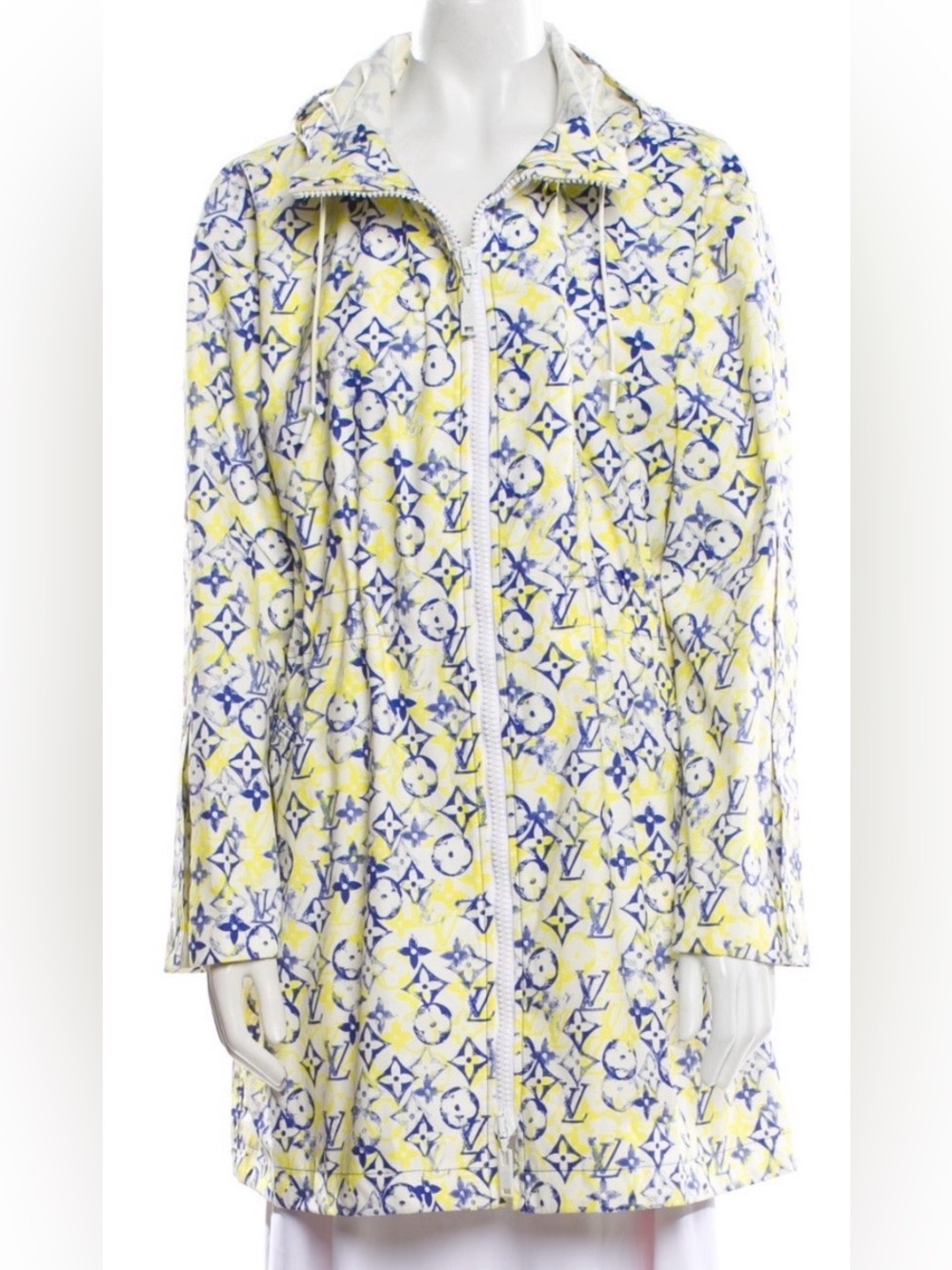 Louis Vuitton Navy & Yellow Monogram Detail Coat